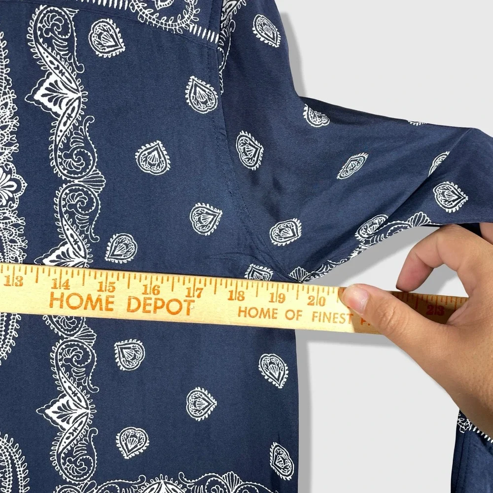 J. Crew Jules Classic Fit Button Down Women 6 Navy Blue Paisley Boho Western
